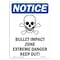 Signmission OSHA Notice, 5" Height, Bullet Impact Zone Sign With Symbol, 5" X 3.5", Portrait OS-NS-D-35-V-10396 - alternate 1